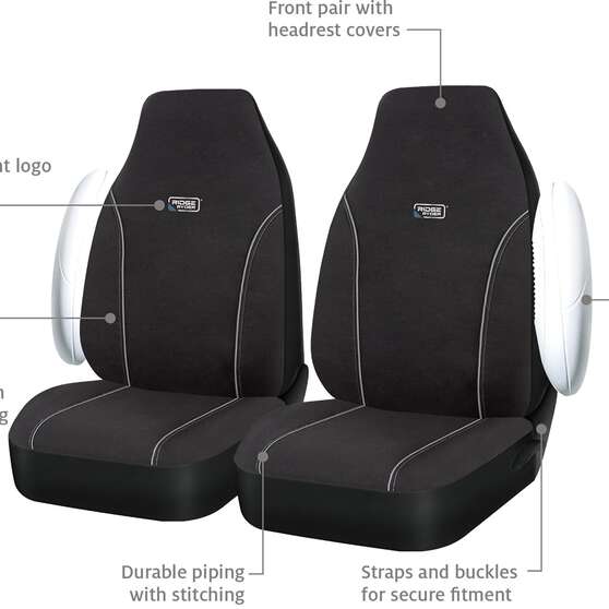Ridge Ryder Canvas Seat Covers Black/Grey 60SAB, , scanz_hi-res