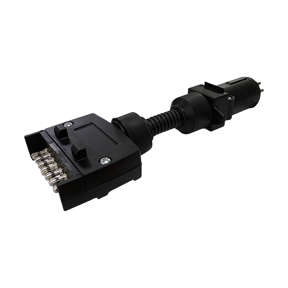 SCA Trailer Adaptor 7 Pin Flat Socket To 7 Pin Small Round Plug, , scanz_hi-res