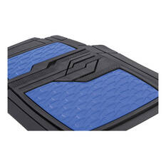 SCA Checkerplate PVC Car Floor Mats - Set of 4, Blue/Black, , scanz_hi-res