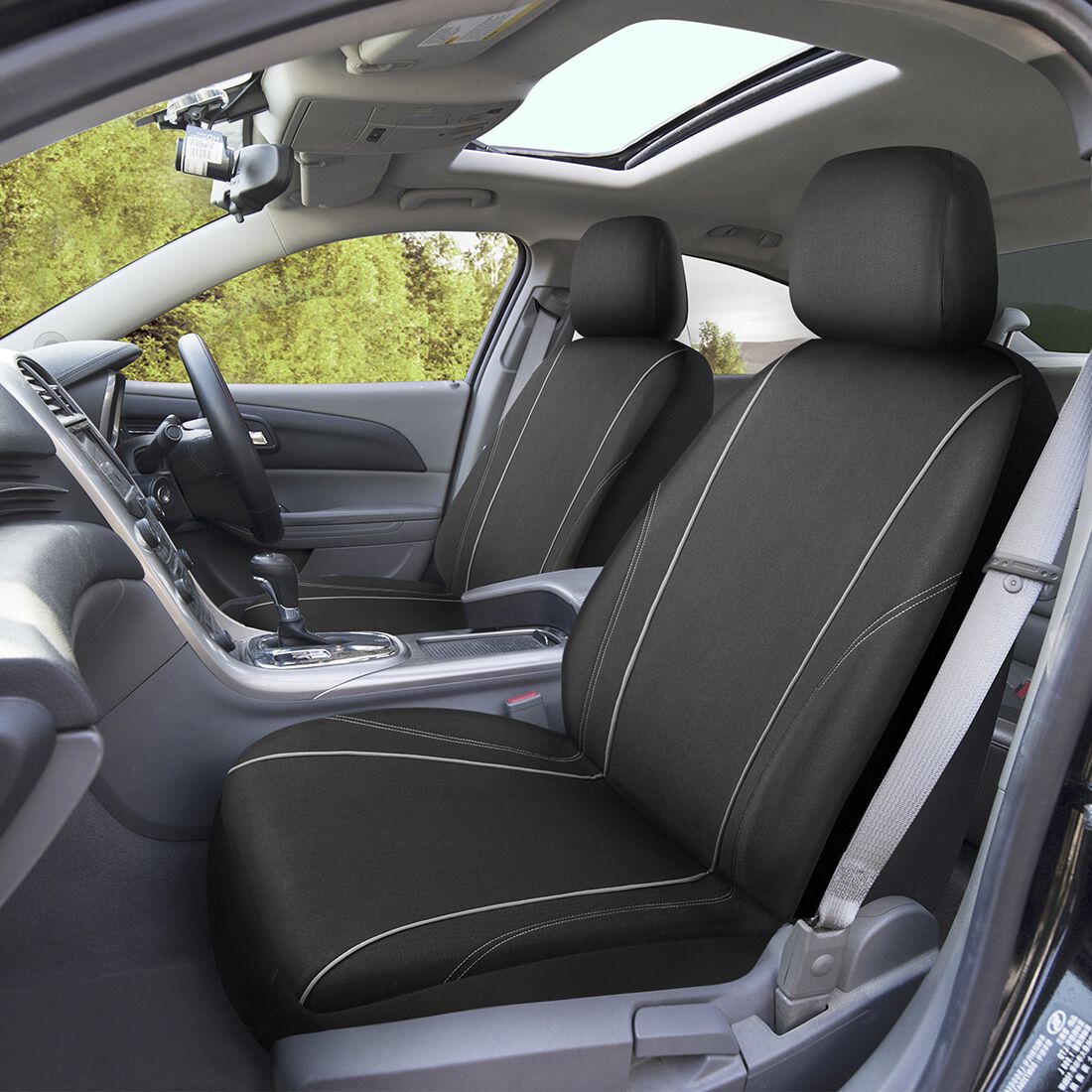 SCA Essential Polyester Seat Covers Black & Grey, Adjustable Headrests, Airbag Compatible, Size 30A, , scanz_hi-res