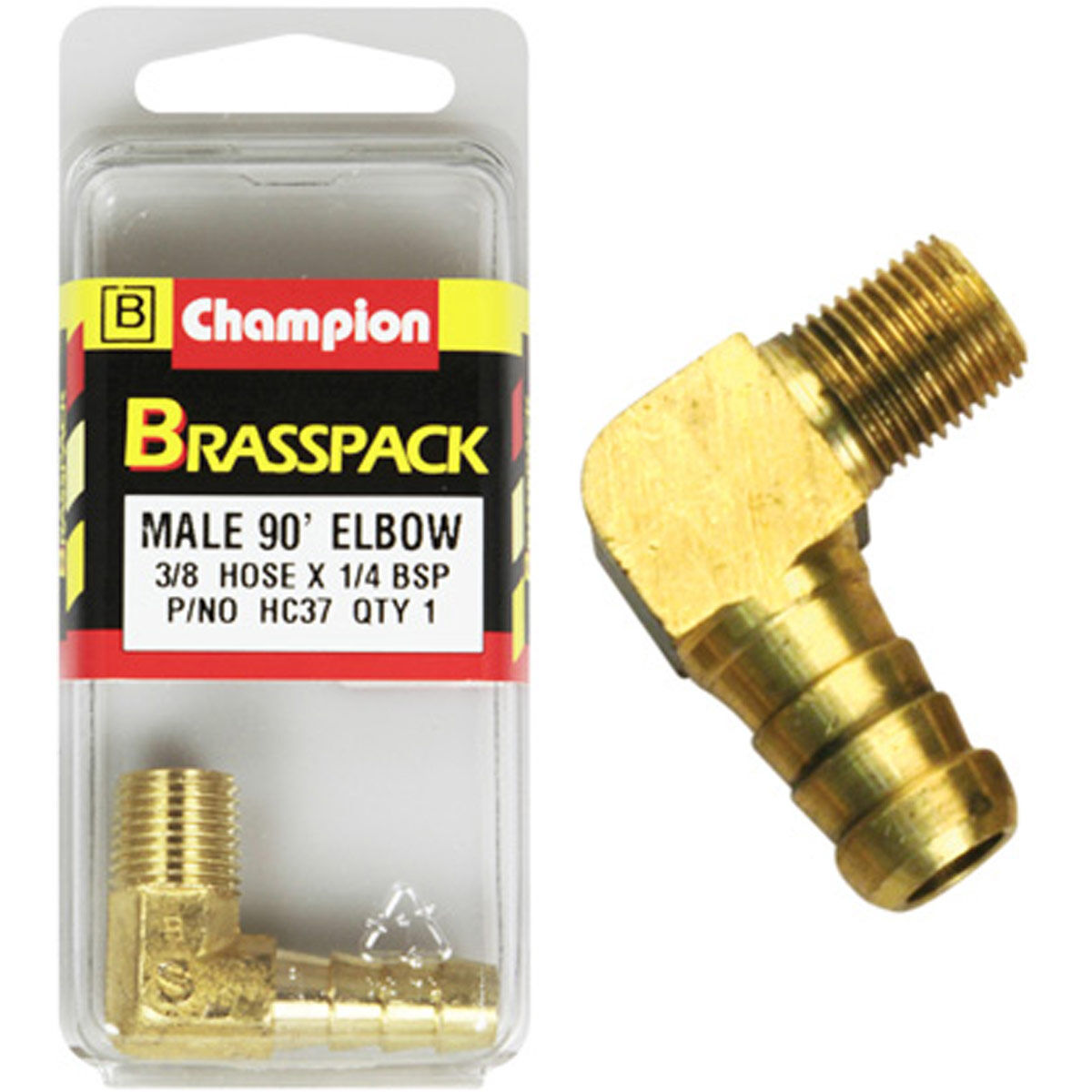 Champion Male Brass Pack 90&deg; Elbow HC37, 3/8" x 1/4", , scanz_hi-res
