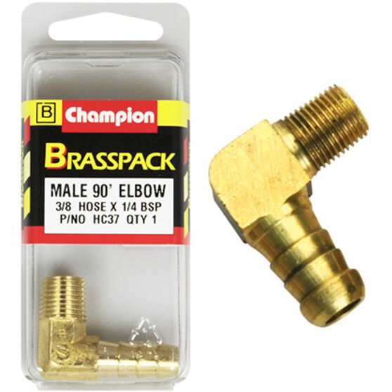 Champion Male Brass Pack 90° Elbow HC37, 3/8" x 1/4", , scanz_hi-res