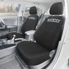 Dickies Collegiate Poly Canvas Seat Covers Black/Grey Adjustable Headrests Airbag Compatible, , scanz_hi-res