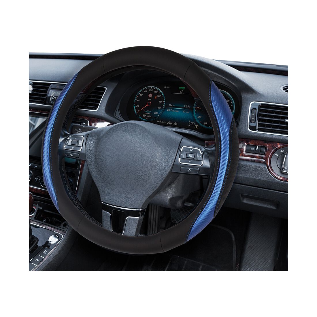 SCA Steering Wheel Cover Sports Leather Look Black & Blue, , scanz_hi-res