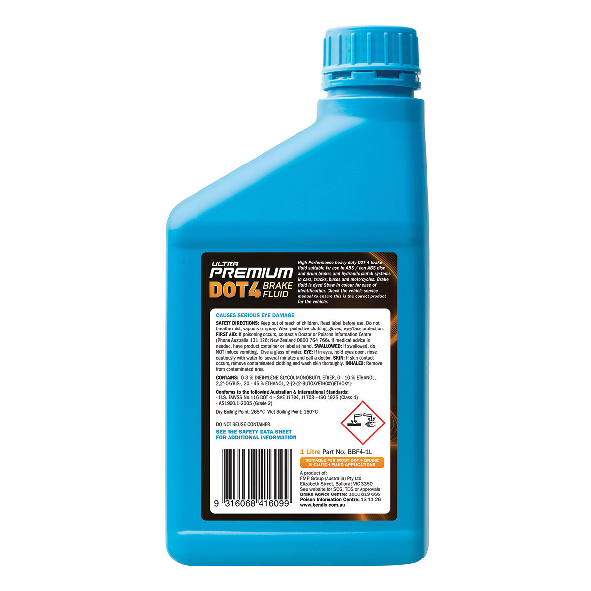 Bendix Brake and Clutch Fluid DOT 4 1 Litre, , scanz_hi-res