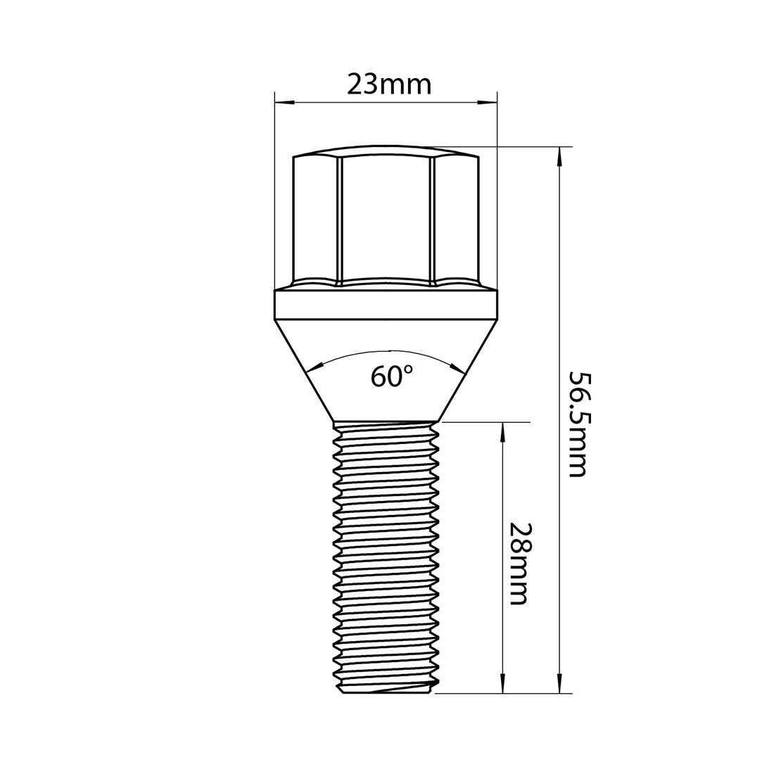 Tridon Wheel Bolts M14x1.25. Tapered Seat Bolt. 17mm Hex. Black Finish - 5 Pack, , scanz_hi-res