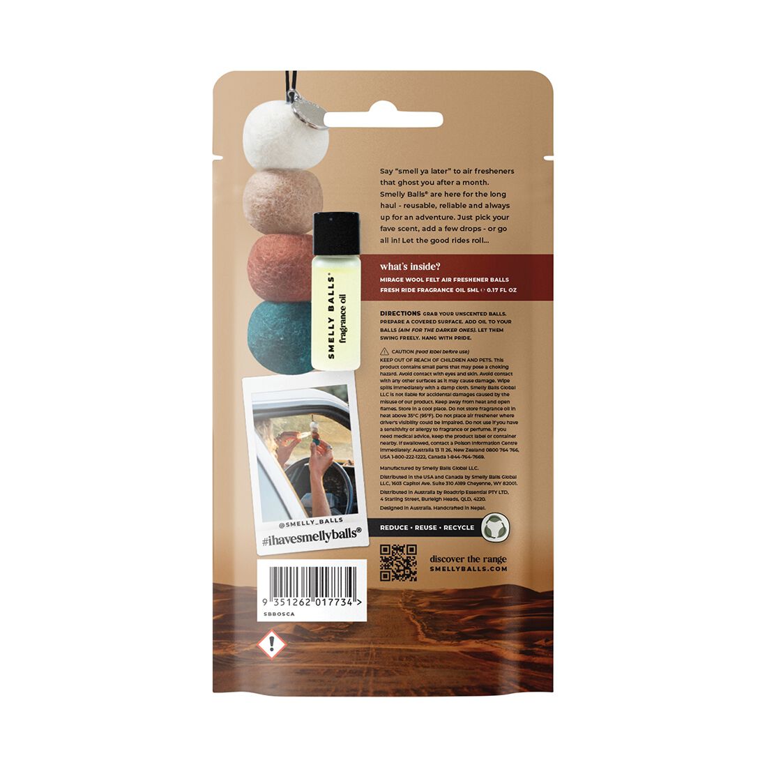 Smelly Balls Air Freshener Set Mirage - Fresh Ride 5ml, , scanz_hi-res