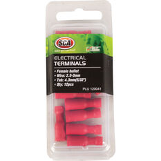 SCA Electrical Terminals - Female Bullet, 4mm Red, 12 Pack, , scanz_hi-res