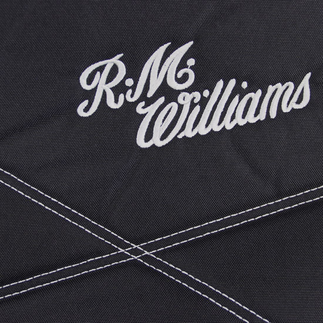 R.M.Williams Seat Cover Poly Canvas Seat Cover - Black/Grey Stitch Adjustable Headrest Airbag Compatible, , scanz_hi-res