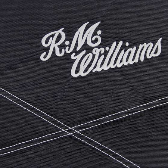 R.M Williams Seat Cover Poly Canvas Seat Cover - Black/Grey Stitch Adjutsable Headrest Airbag Compatable, , scanz_hi-res