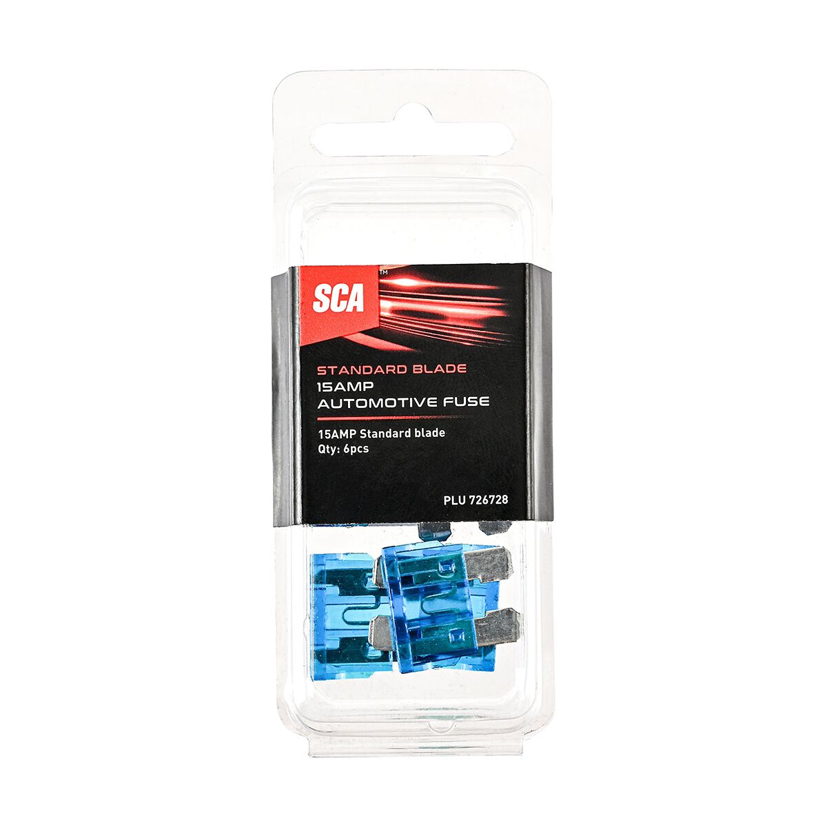 SCA Automotive Fuses - Standard Blade, 15 Amp, 6 Piece, , scanz_hi-res
