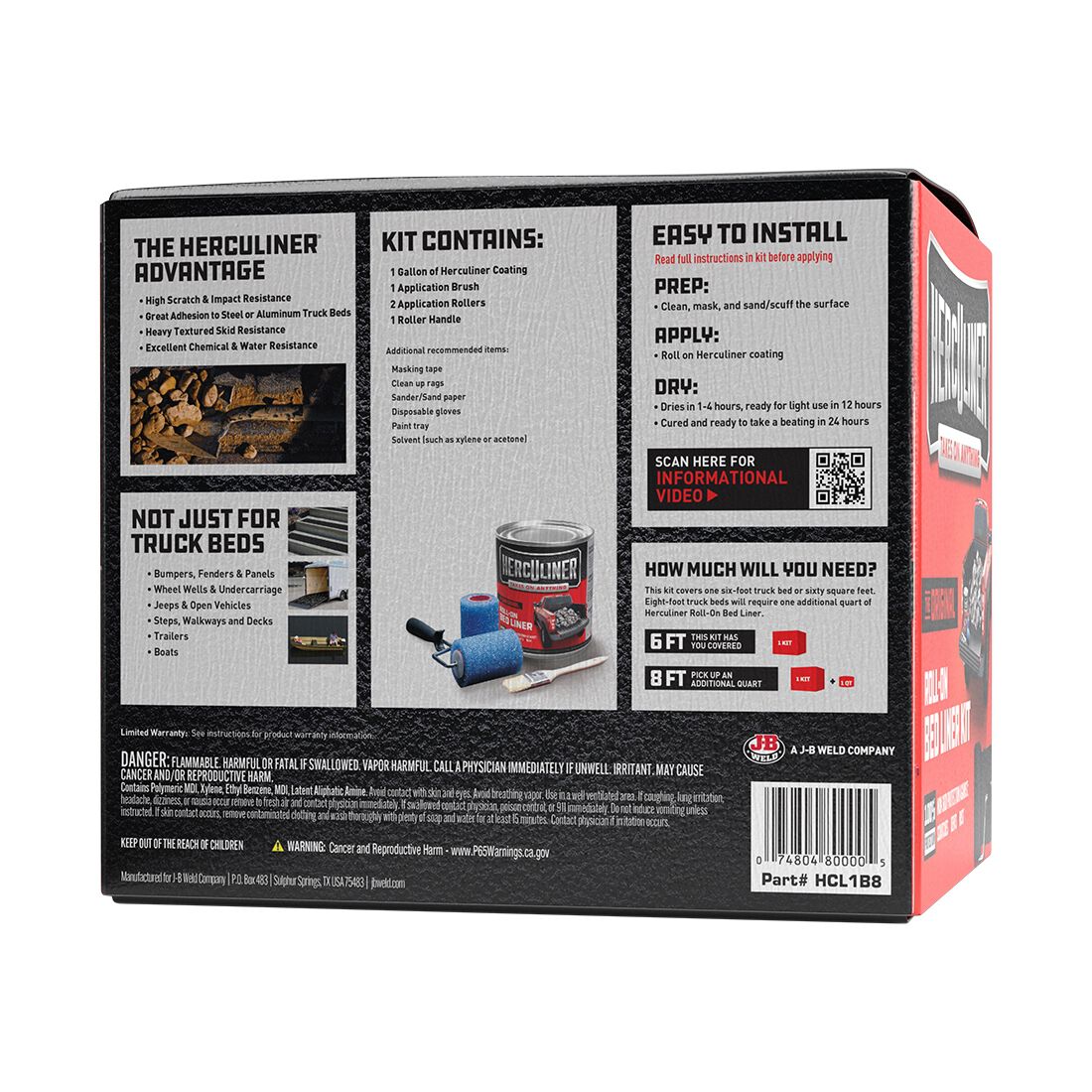 Herculiner Bed Liner Protective Coating Kit with Rollers 3.78 Litres, , scanz_hi-res