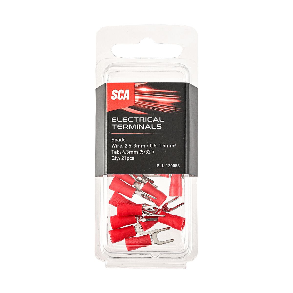 SCA Electrical Terminals Spade 4.3mm Red 21 Pack, , scanz_hi-res