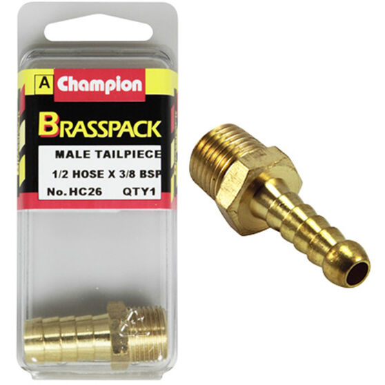 Champion Brass Pack Male Hose Barb HC26, 3/8" X 1/2", , scanz_hi-res