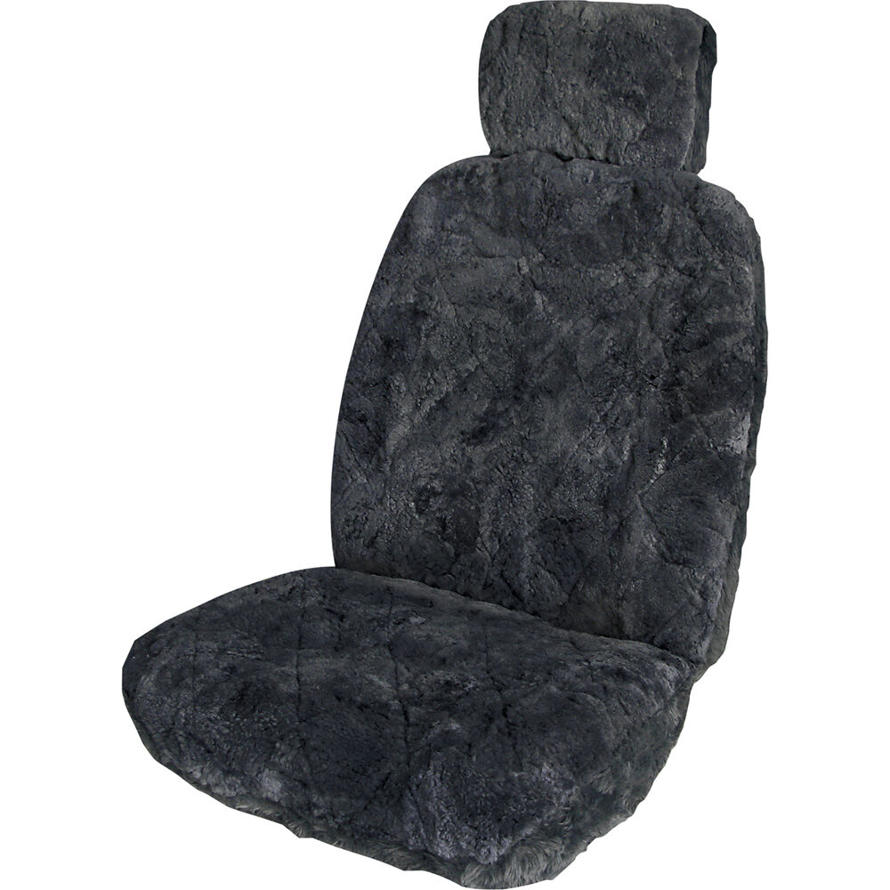 SCA Sheepskin Seat Cover Charcoal, Adjustable Headrests, Size 30