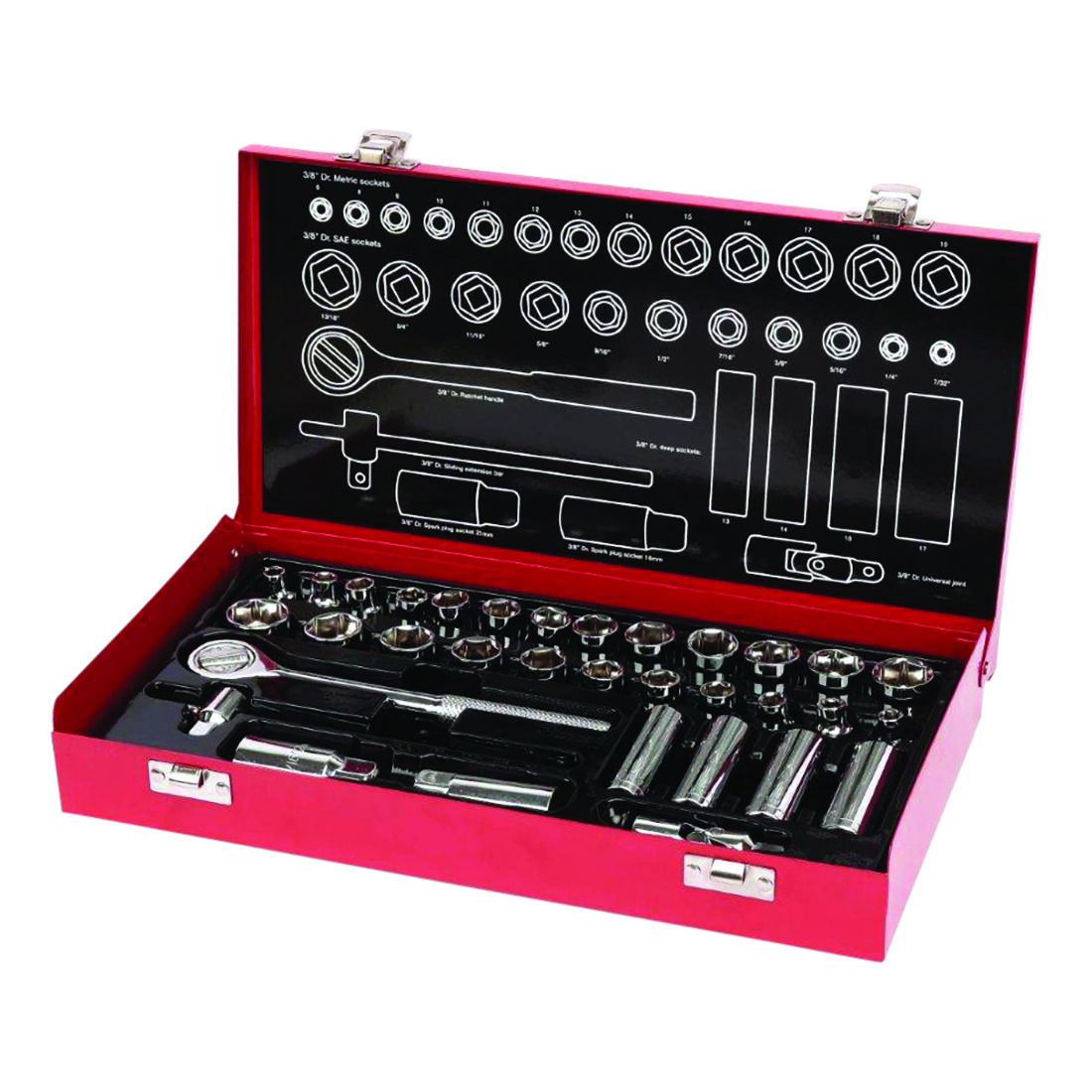 SCA Socket Set 3/8" Drive Metric/SAE 34 Piece, , scanz_hi-res