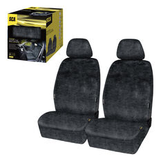 SCA Luxury Fur Seat Covers Slate Adjustable Headrests Airbag Compatible 30SAB, , scanz_hi-res
