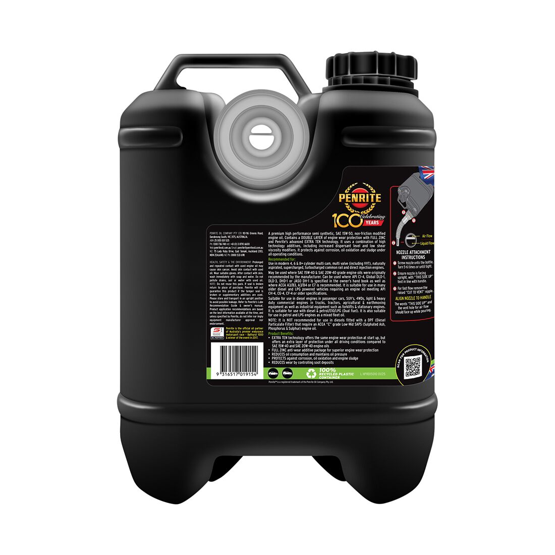 Penrite HPR Diesel 15 Engine Oil - 15W-50, 10 Litre, , scanz_hi-res