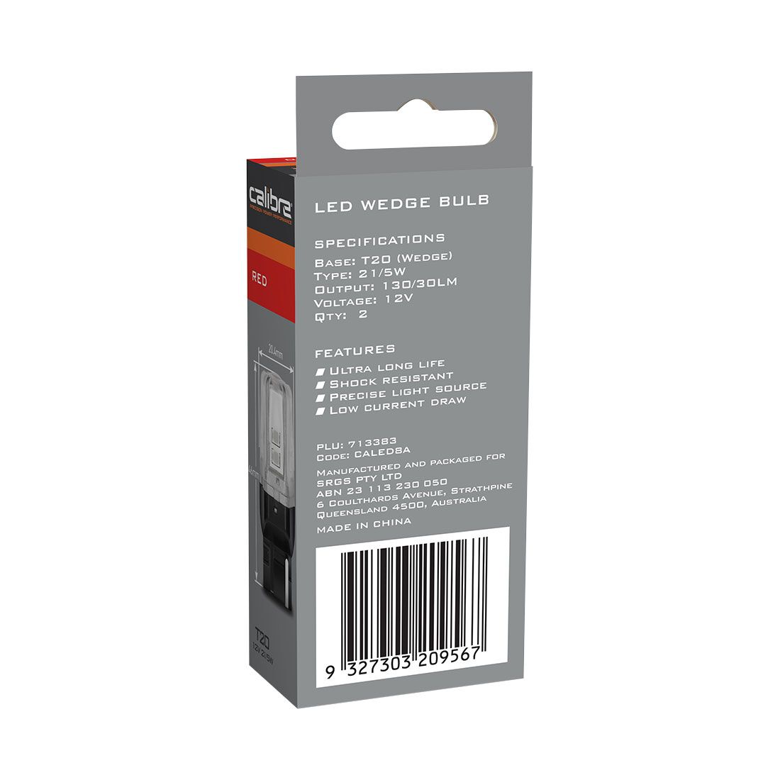 Calibre Automotive Globes - LED Red Wedge 12V, 21/5W, T20, , scanz_hi-res