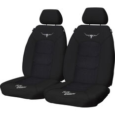 R.M.Williams Woven Seat Covers Black Adjustable Headrests Size 30 Front Pair Airbag Compatible, , scanz_hi-res