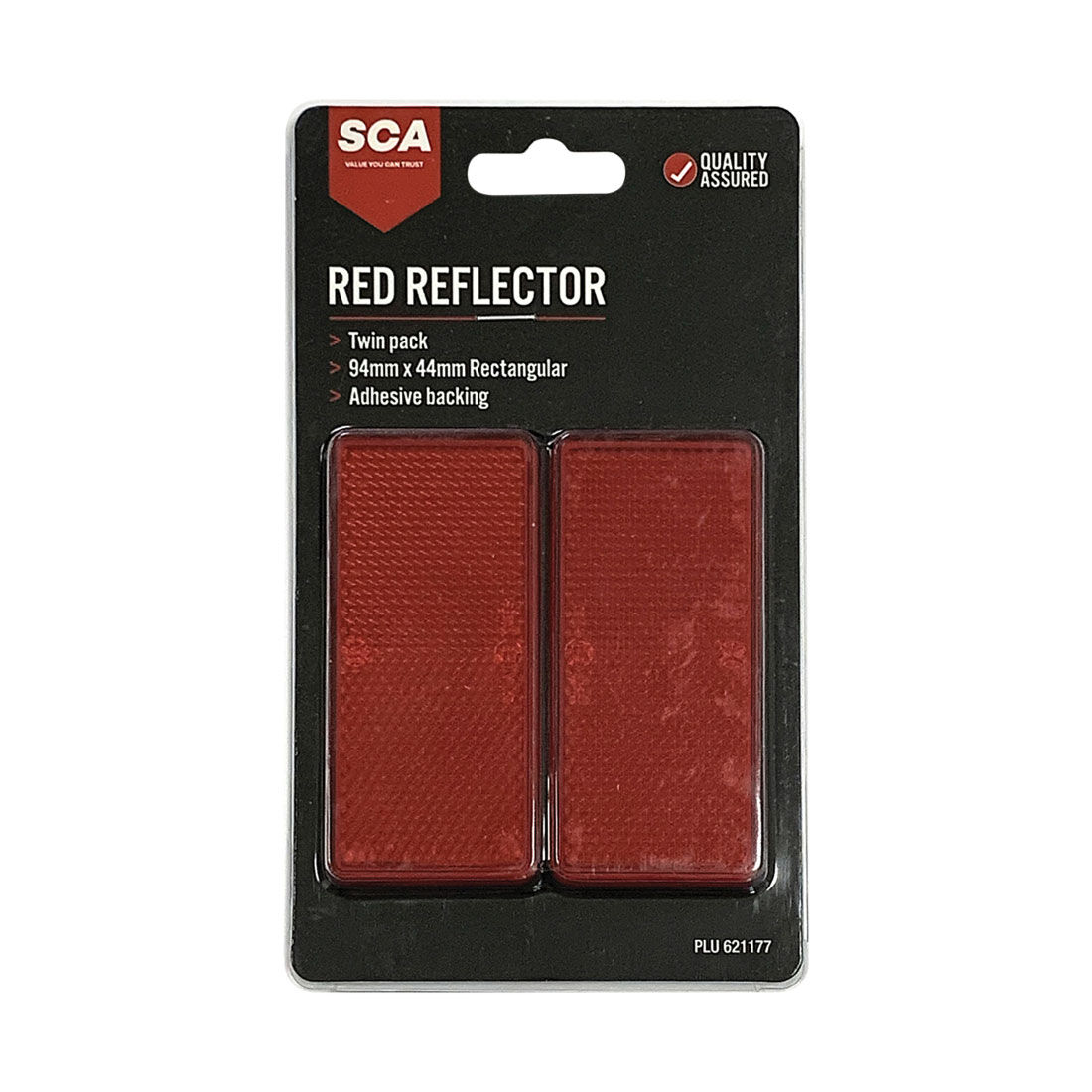 SCA Reflector Twin Pack Rectangular Red 94 x 44mm, , scanz_hi-res