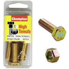 Champion High Tensile Bolts and Nuts BM116, M12x1.75 x 30mm, , scanz_hi-res