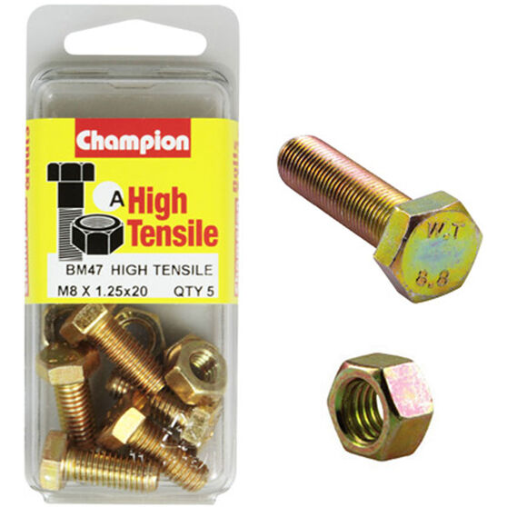 Champion High Tensile Bolts and Nuts - M8 X 20, , scanz_hi-res