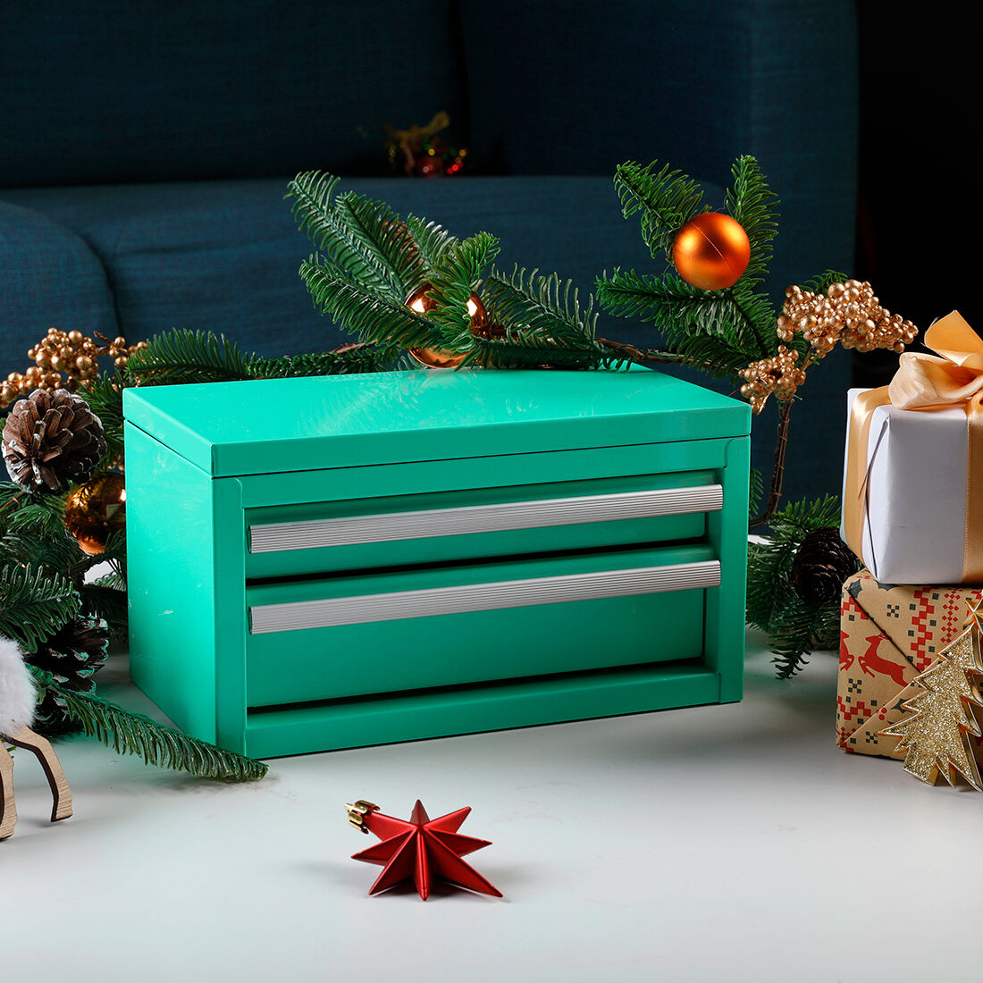 ToolPRO Mini Tool Chest 2 Drawer Aqua, , scanz_hi-res
