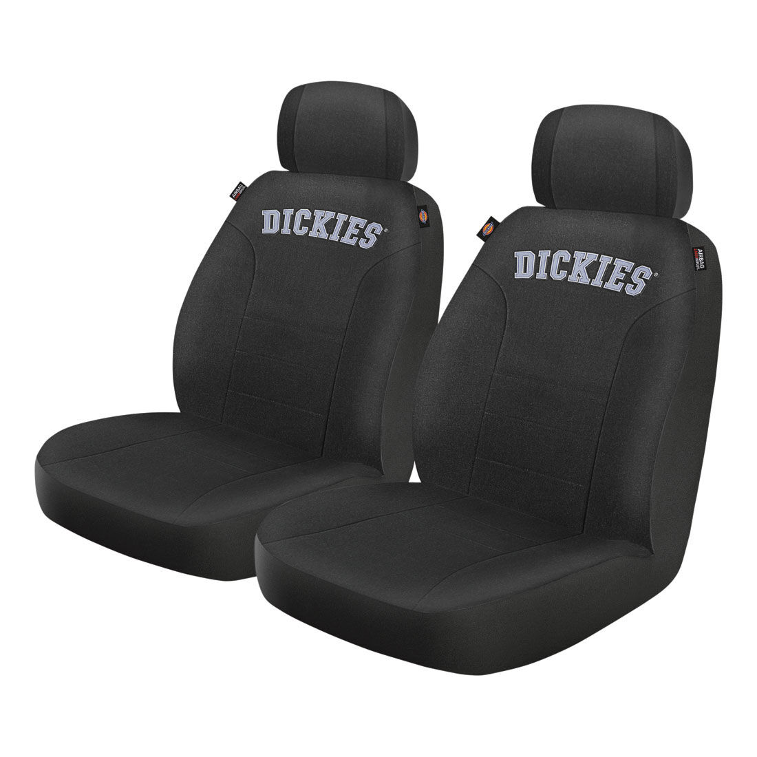 Dickies Collegiate Poly Canvas Seat Covers Black/Grey Adjustable Headrests Airbag Compatible, , scanz_hi-res