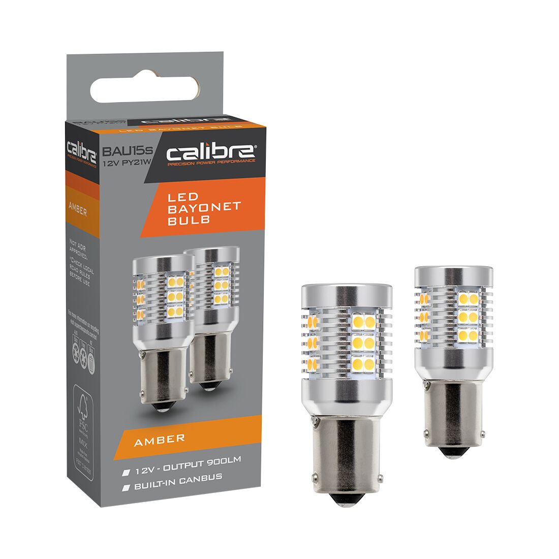 Calibre Automotive Globes - LED Amber Bayonet 12V, PY21W, BAY15S, , scanz_hi-res
