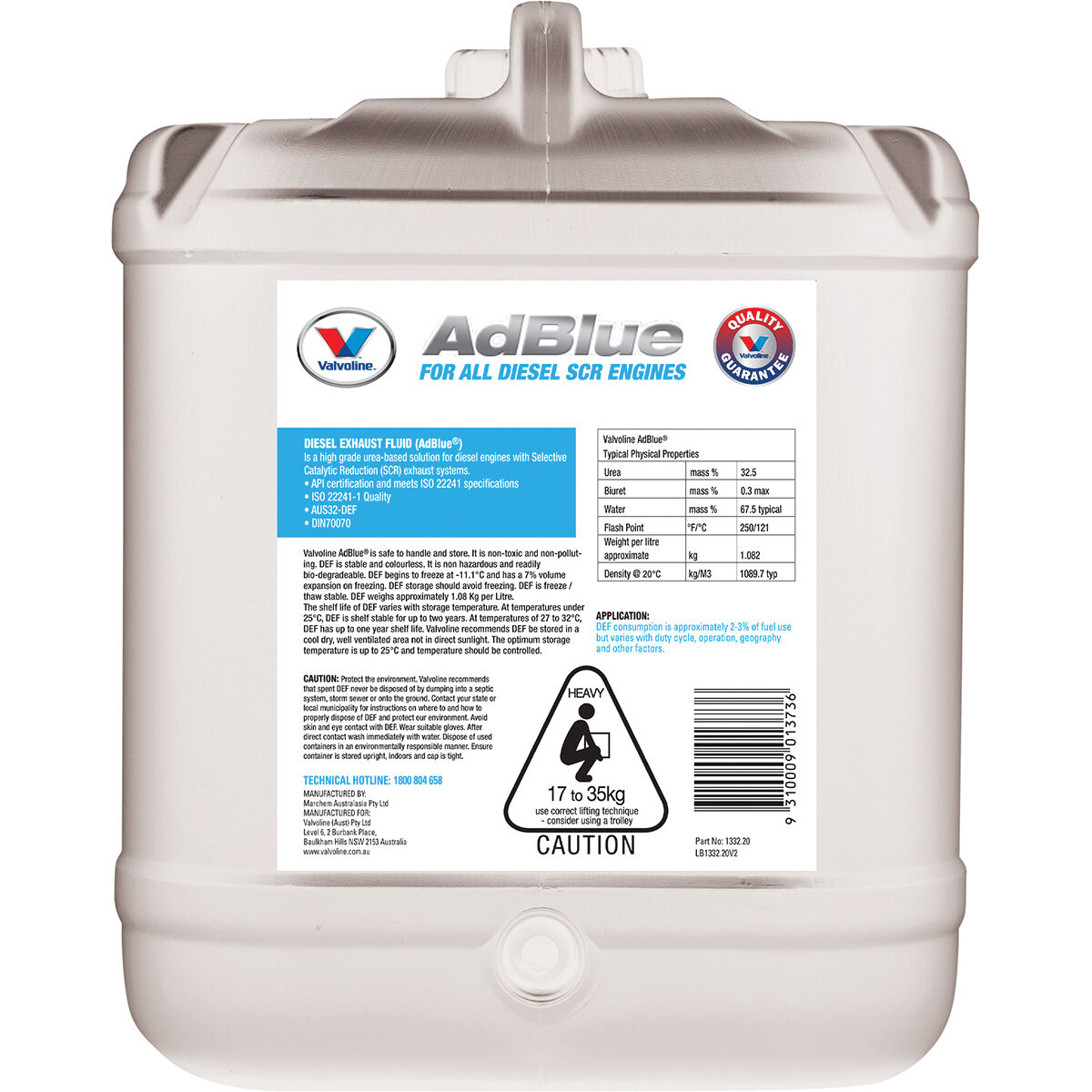 Valvoline AdBlue Exhaust Fluid 20 Litre, , scanz_hi-res