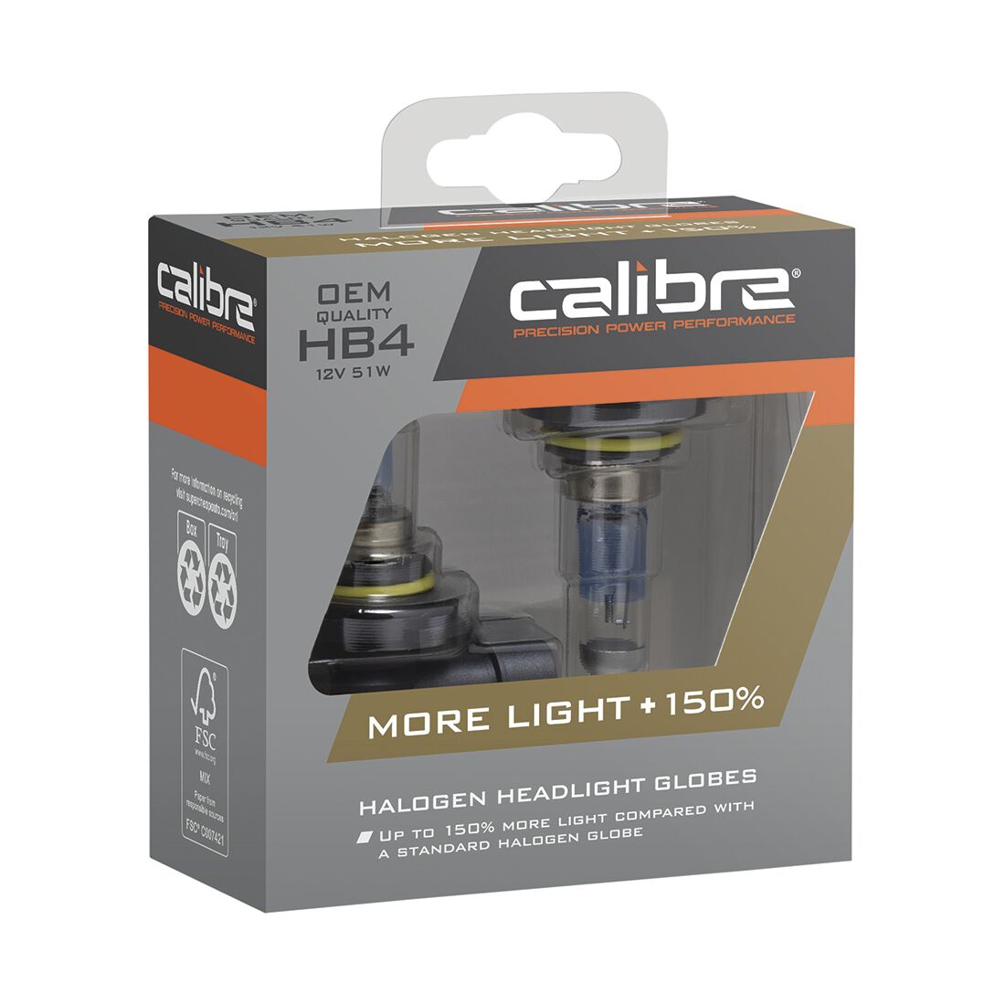 Calibre PLUS 150 Headlight Globes - HB4 - 12V - 51W, , scanz_hi-res