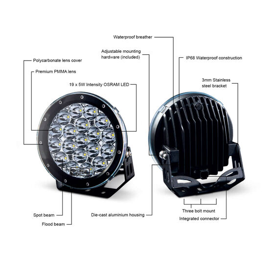 Ridge Ryder 180mm LED Driving Lights 87W with harness Supercheap Auto
