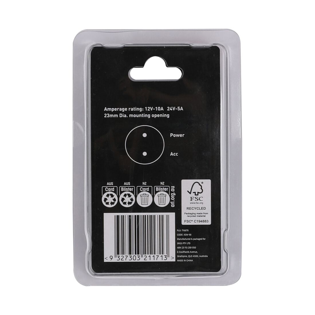 SCA Push Switch - 12/24V, Momentary On, Waterproof, , scanz_hi-res