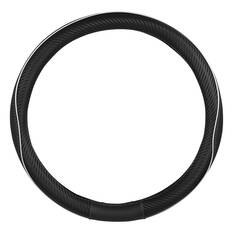 SCA Steering Wheel Cover Leather Look & Carbon Black 380mm Diameter, , scanz_hi-res