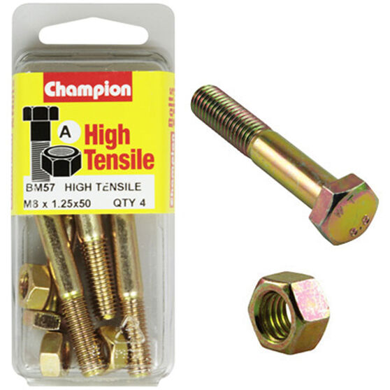 Champion High Tensile Bolts and Nuts BM57, M8x1.25 x 50mm, , scanz_hi-res