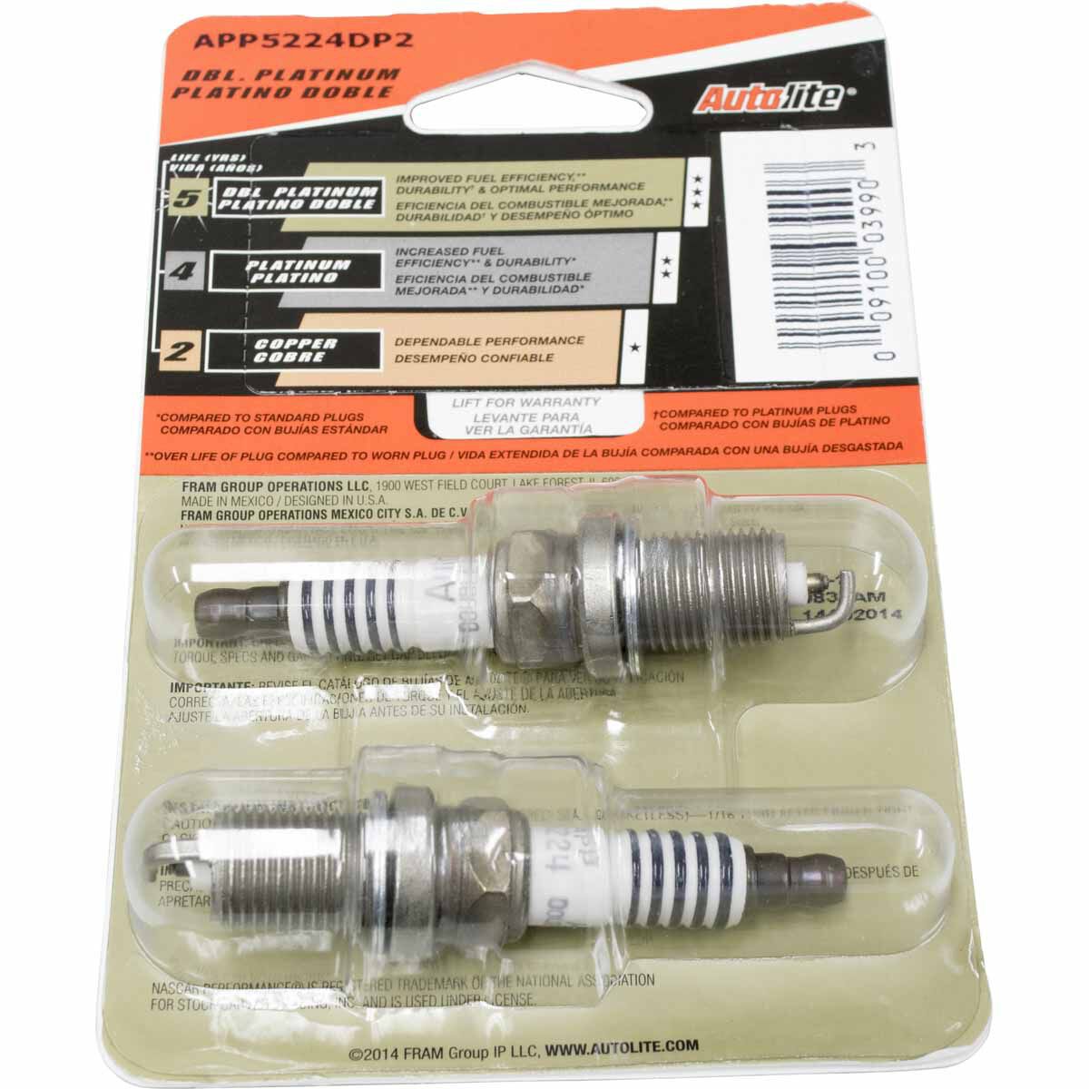 Autolite Double Platinum Spark Plug APP5224DP2 2 Pack, , scanz_hi-res