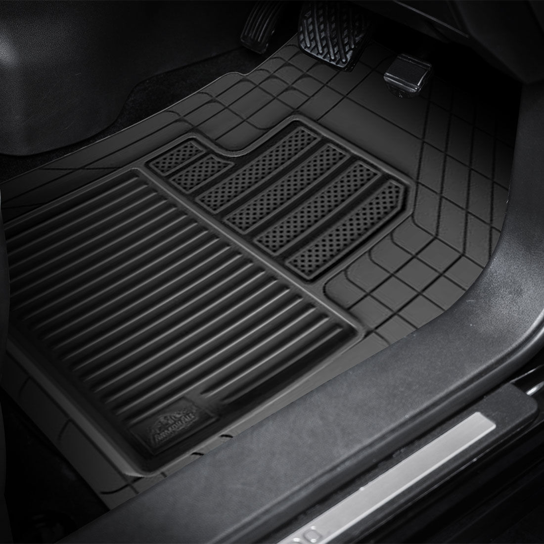 Armor All Deep Dish Rubber Car Floor Mats - Front & Rear, Black, , scanz_hi-res