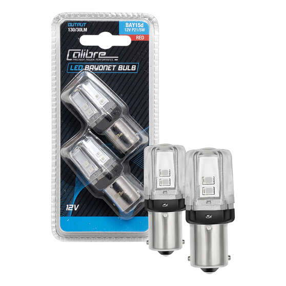 Calibre Automotive Globes - LED Red Bayonet 12V, P21/5W, BAY15D, , scanz_hi-res