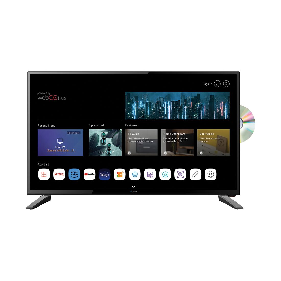 Blaupunkt 24" Full HD Smart TV with DVD Player, , scanz_hi-res