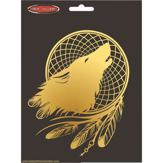 Hot Stuff Sticker Golden Wolf Dream Catcher, Metallic, , scanz_hi-res