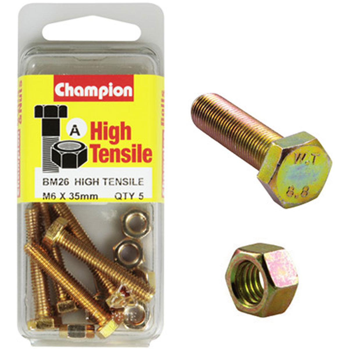 Champion High Tensile Bolts and Nuts BM26, M6 X 35mm, , scanz_hi-res