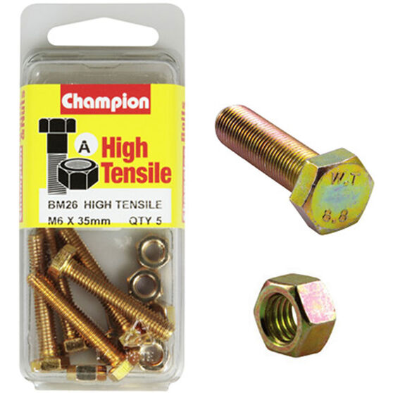 Champion High Tensile Bolts and Nuts - M6 X 35, , scanz_hi-res