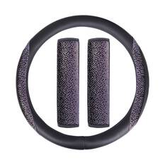 SCA Ombre Bling Leather Look Steering Wheel Cover and Seat Belt Buddies, , scanz_hi-res