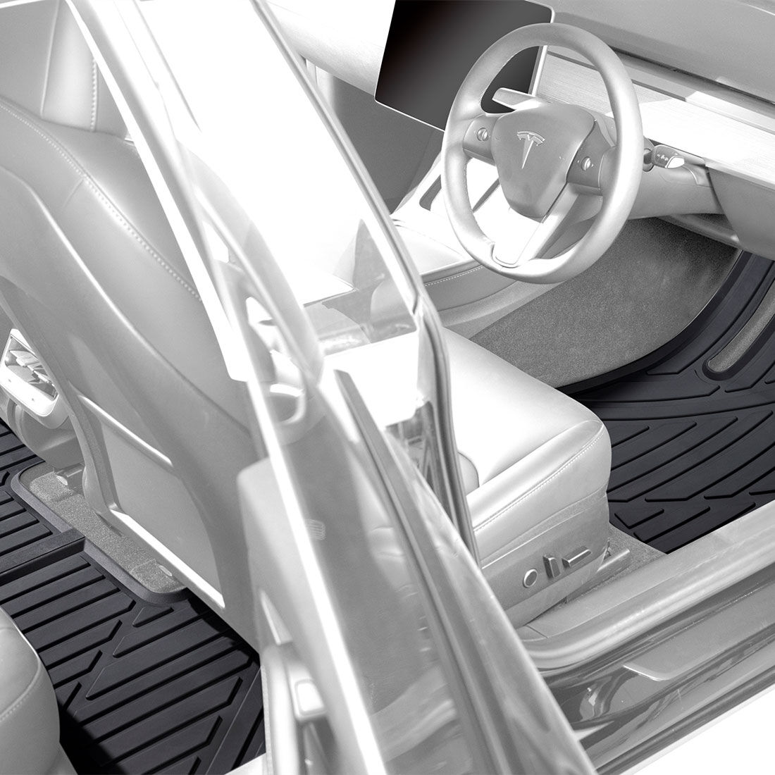 SCA Rubber Car Floor Mats - Front/Rear, Tesla Model 3 2019-23, Black, , scanz_hi-res