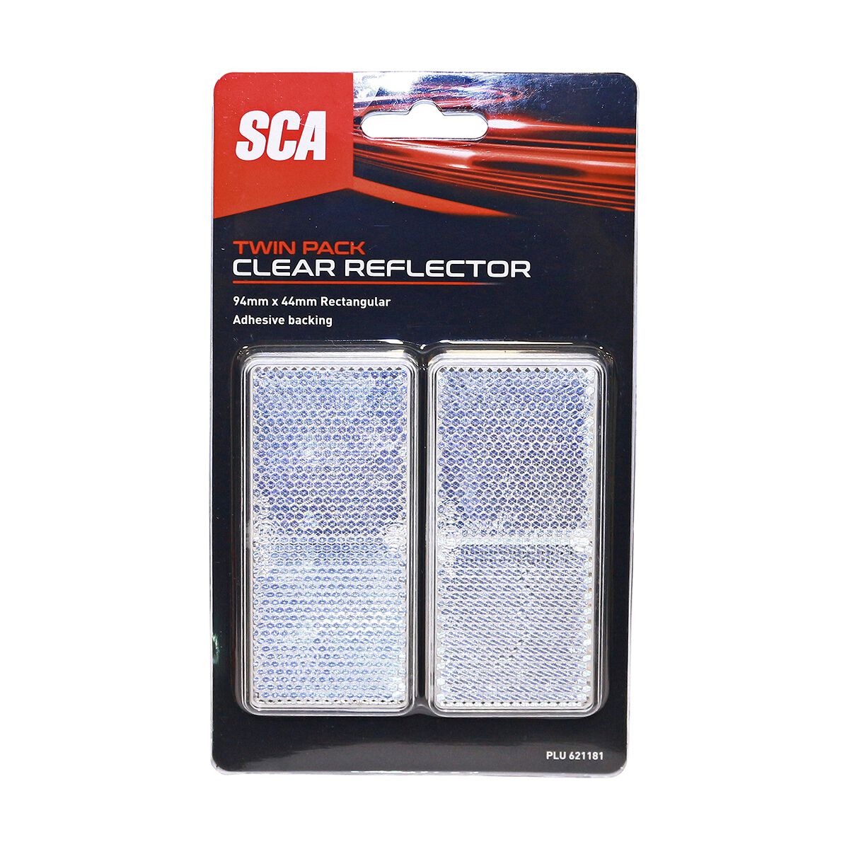 SCA Reflector Twin Pack Rectangular Clear 94 x 44mm, , scanz_hi-res