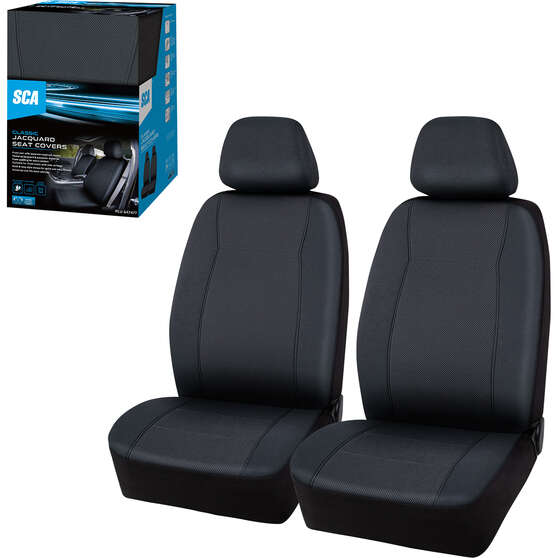 SCA Jacquard Seat Covers Charcoal Adjustable Headrests Airbag Compatible, , scanz_hi-res