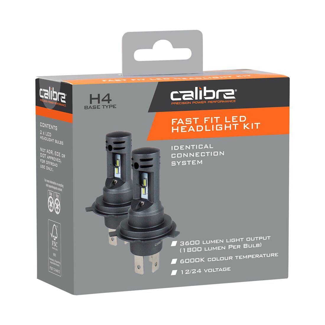 Calibre LED H4 Fast Fit Headlight Bulb Replacement 12-24Volt, , scanz_hi-res