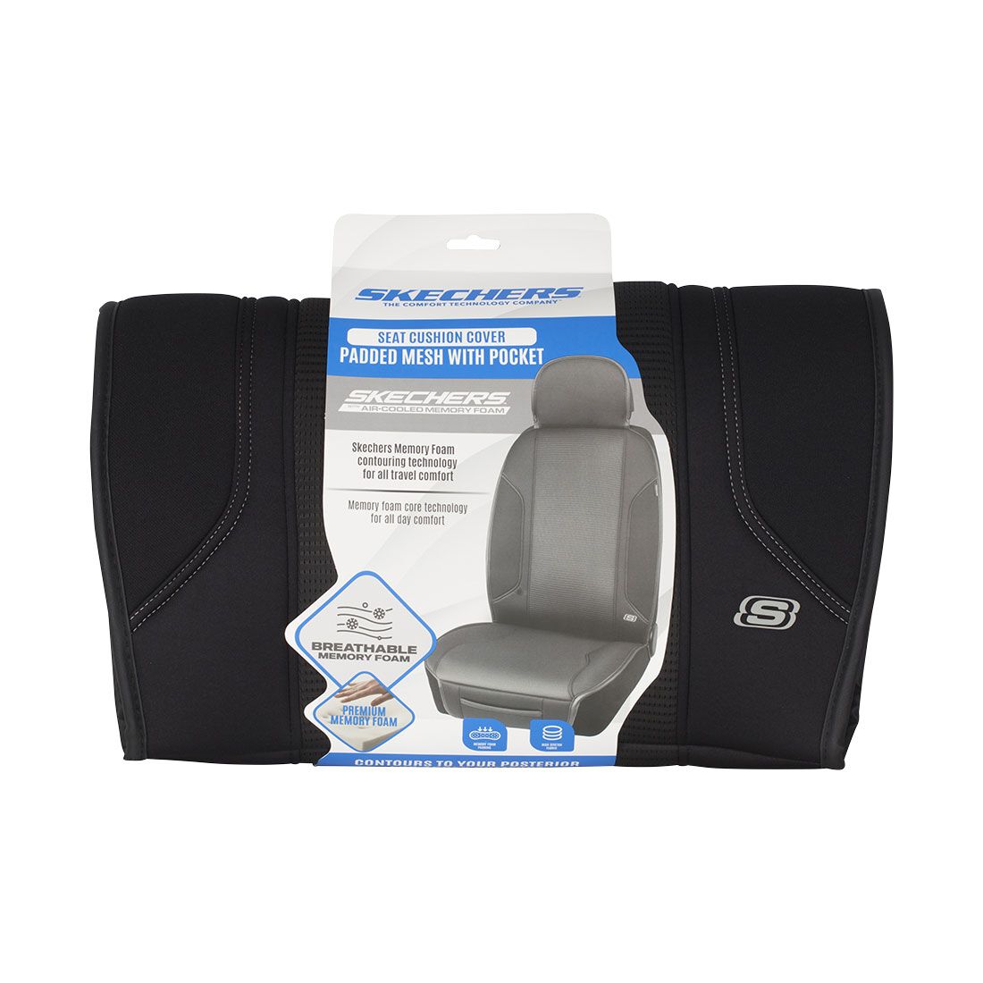 Skechers Memory Foam Black/Grey Seat Cushion, , scanz_hi-res