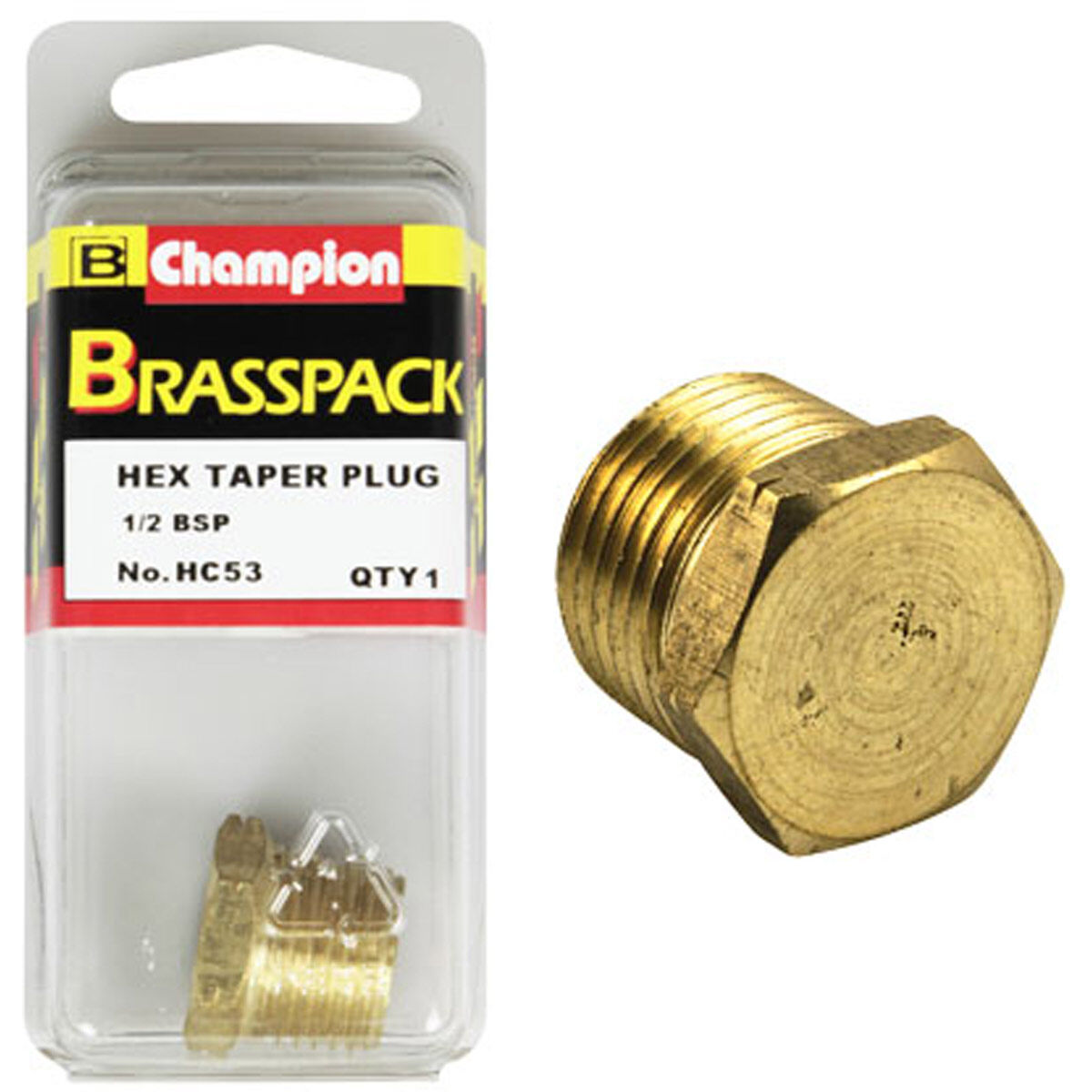 Champion Brass Pack Hex Taper Plug HC53, 1/2", , scanz_hi-res